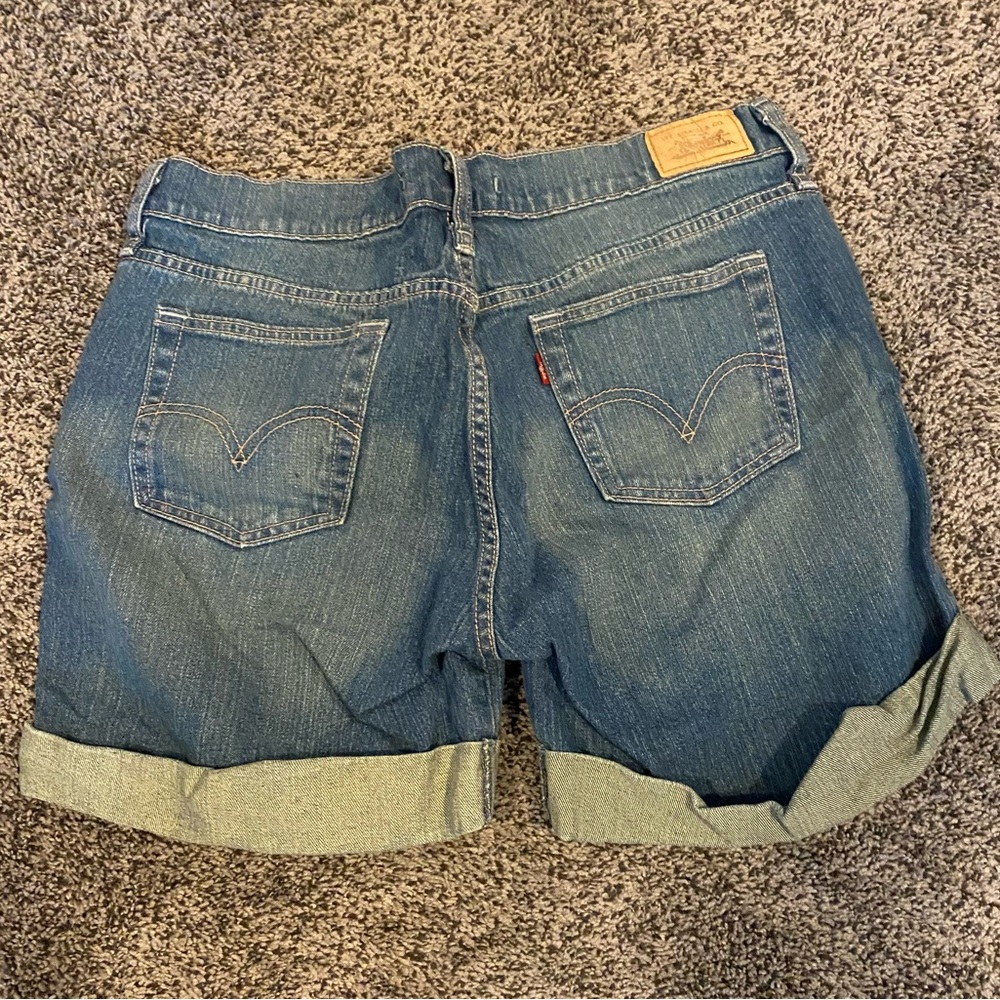 Levis 515 Jeans Shorts 12 Stretch Blue Denim Rolled Cuff